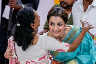 Trisha Krishnan Shares Heartwarming Moment With Vijay’s Mother at Oath Ceremony